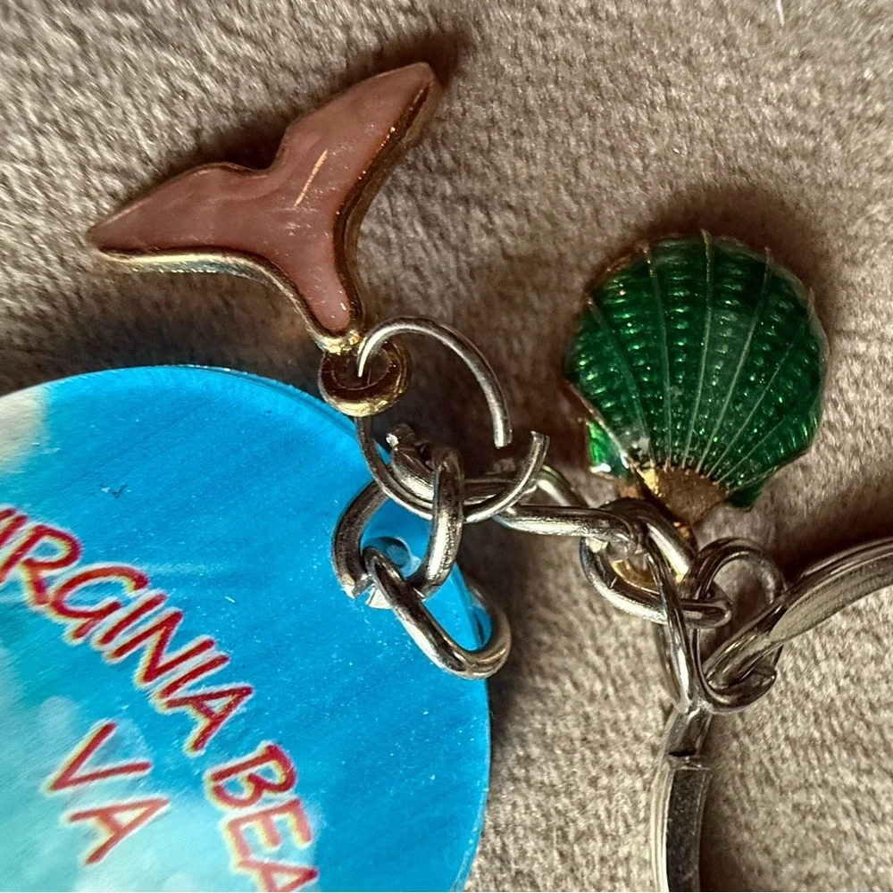 Virginia Beach Flip Flop Keychain - Blue & Yellow